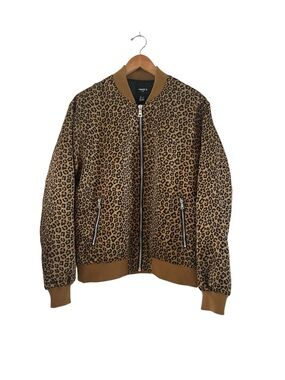 Forever 21 Men Leopard Print Bomber Jacket Like New sz Large